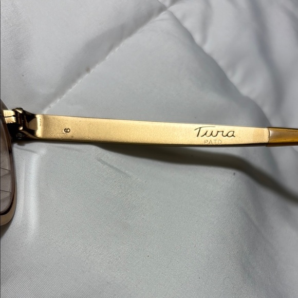 Vintage Tura Gold Cat-Eye Eyeglasses Mid-Century with Snakeskin Case - Picture 5 of 15